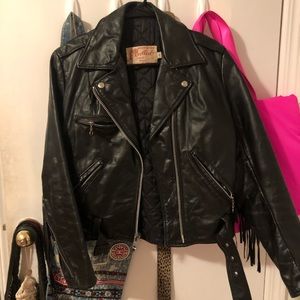 Vintage Genuine Leather Fringe Jacket